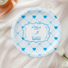 私たちの小さな恋人ブルーバレンタインデーシャワー ペーパープレート