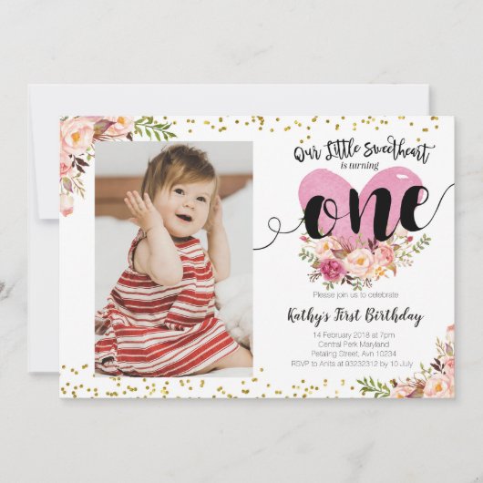 私たちの小さな愛の誕生日パーティー招待状 招待状 (正面)