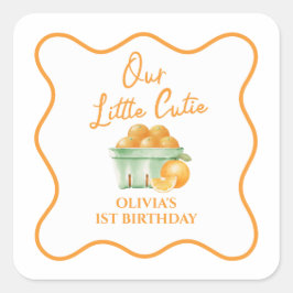 私たちの小さな愛らしいオレンジの誕生日 スクエアシール