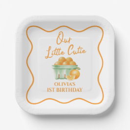 私たちの小さな愛らしいオレンジの誕生日 ペーパープレート