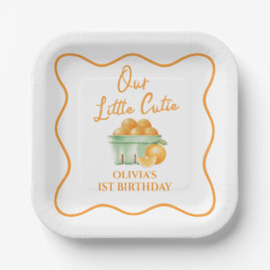 私たちの小さな愛らしいオレンジの誕生日 ペーパープレート