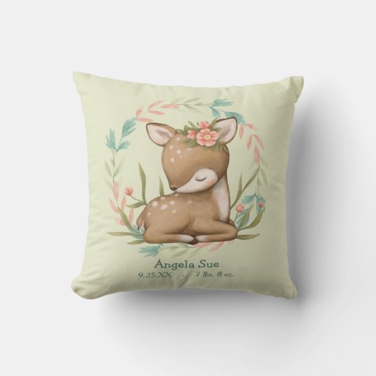私たちの小さな愛らしい鹿の赤ちゃんの寝室 クッション (正面)