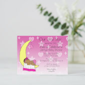 私たちの小さな星の女の子の赤ちゃんシャワー招待状 ポストカード (スタンド正面)