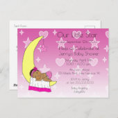 私たちの小さな星の女の子の赤ちゃんシャワー招待状 ポストカード (正面/裏面)