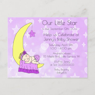 私たちの小さな星の女の子の赤ちゃんシャワー招待状 ポストカード