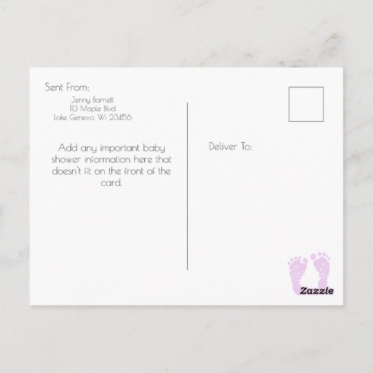 私たちの小さな星の女の子の赤ちゃんシャワー招待状 ポストカード (裏面)