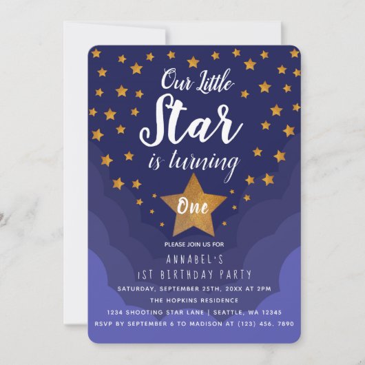 私たちの小さな星は、1日の誕生日をチューリング 招待状 (正面)