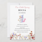 私たちの小さな春ワイルドフラワー1st誕生日 招待状 (正面)