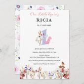 私たちの小さな春ワイルドフラワー1st誕生日 招待状 (正面/裏面)