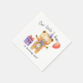 私たちの小さな熊が1歳の誕生日を迎える 子供の誕生日 スタンダードカクテルナプキン (角)