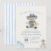 私たちの小さな熊の1歳の誕生日パーティー 招待状 (正面/裏面)