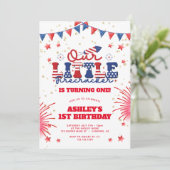 私たちの小さな爆竹の女の子の第1誕生日 招待状 (スタンド正面)