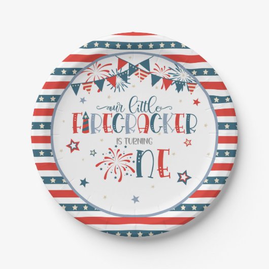 私たちの小さな爆竹の最初の誕生日 ペーパープレート (正面)