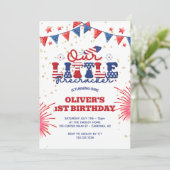 私たちの小さな爆竹の最初の誕生日 招待状 (スタンド正面)