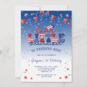 私たちの小さな爆竹の男の子1日の誕生日 招待状 (正面)