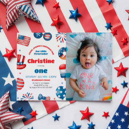 私たちの小さな爆竹の誕生日パーティーの写真 招待状