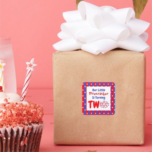 私たちの小さな爆竹の2番目の誕生日 スクエアシール (パーティー)