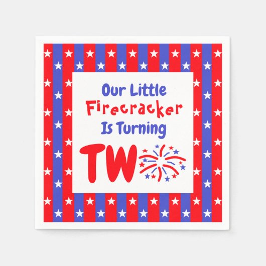 私たちの小さな爆竹の2番目の誕生日 スタンダードカクテルナプキン (正面)