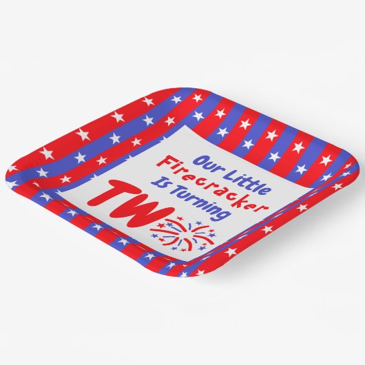 私たちの小さな爆竹の2番目の誕生日 ペーパープレート (傾斜あり)