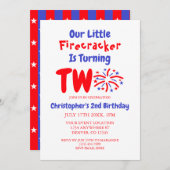 私たちの小さな爆竹の2番目の誕生日 招待状 (正面/裏面)