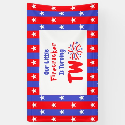 私たちの小さな爆竹の2番目の誕生日 横断幕 (縦)