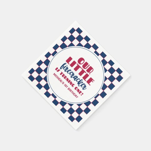 私たちの小さな爆竹は一つの誕生日を回している スタンダードカクテルナプキン (角)