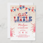 私たちの小さな爆竹クリーム1st誕生日パーティー 招待状 (正面)