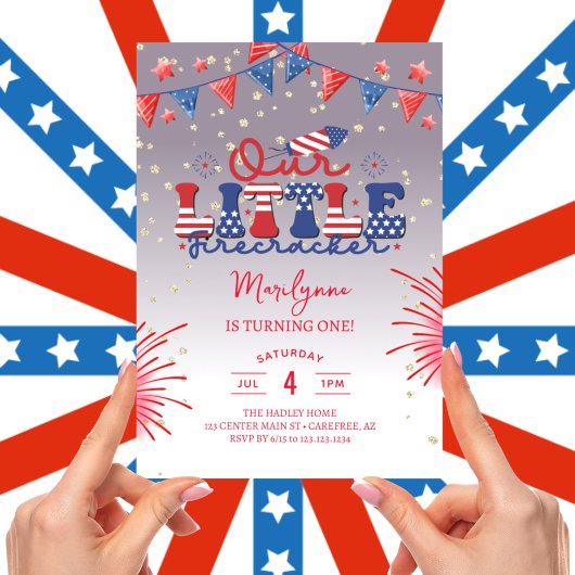 私たちの小さな爆竹薄紫1st誕生日パーティー 招待状