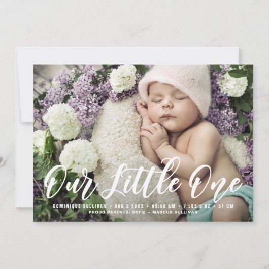 私たちの小さな片手に出生発表を書いた 案内状 (正面)