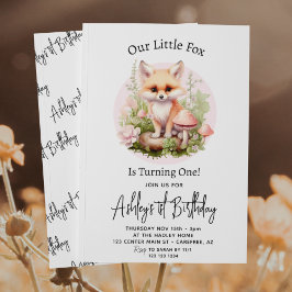 私たちの小さな狐 コテージコア スクリプト 1歳の誕生日 招待状