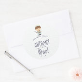 私たちの小さな王子の男の子の誕生日パーティー ラウンドシール (封筒)