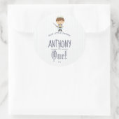 私たちの小さな王子の男の子の誕生日パーティー ラウンドシール (バッグ)