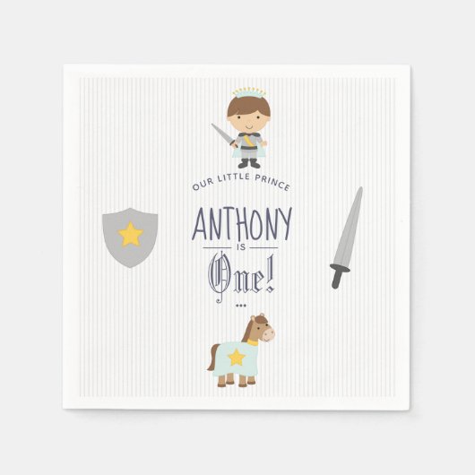私たちの小さな王子の誕生日パーティー スタンダードカクテルナプキン (正面)