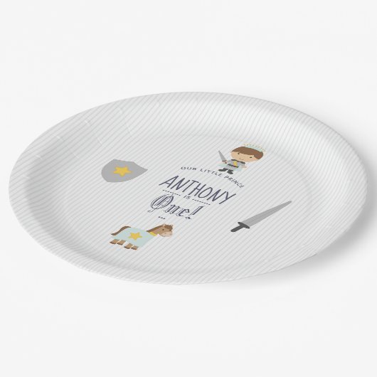 私たちの小さな王子の誕生日パーティー ペーパープレート (アングル)