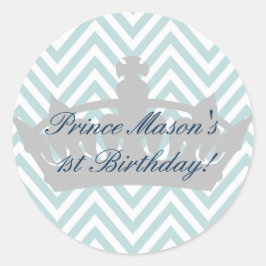 私たちの小さな王子はターニング1誕生日ステッカー ラウンドシール