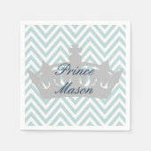 私たちの小さな王子は1の誕生日ナプキンスを回している スタンダードカクテルナプキン (正面)