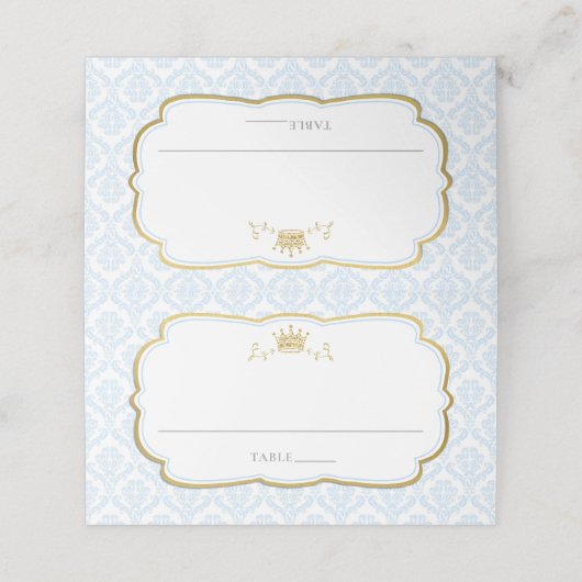 私たちの小さな王子ダマスク1st誕生日ベビーシャワー プレイスカード (外部開封)