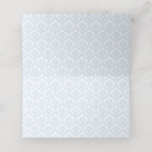 私たちの小さな王子ダマスク1st誕生日ベビーシャワー プレイスカード (内部開封)