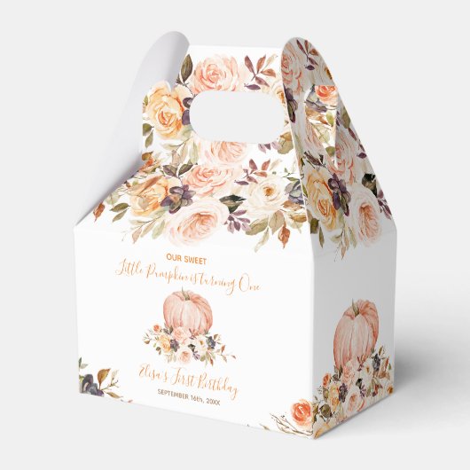 私たちの小さな甘いカボチャ誕生日素朴フローラ フェイバーボックス (正面サイド)