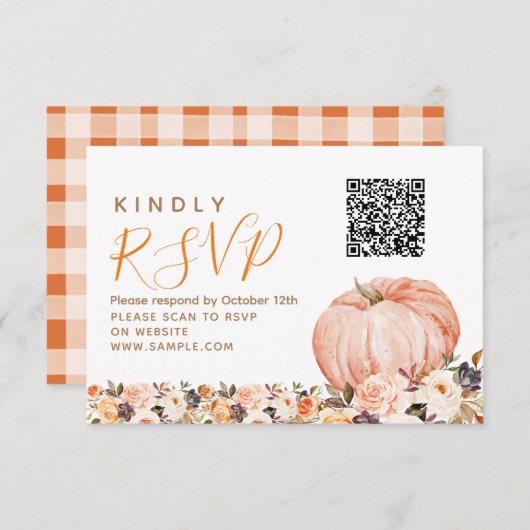 私たちの小さな甘いカボチャ1st誕生日Rsvpカード サンキューカード (正面/裏面)