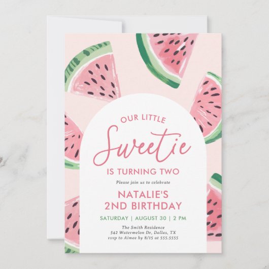 私たちの小さな甘いスイカ誕生日 招待状 (正面)