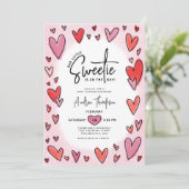 私たちの小さな甘いバレンタインハートベビーシャワー 招待状 (スタンド正面)