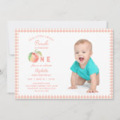 私たちの小さな甘い桃は1つの誕生日ベビー写真 招待状 (正面)