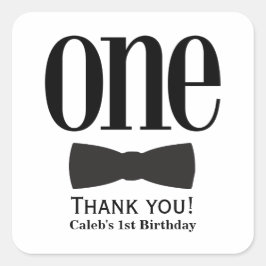 私たちの小さな男の最初の1歳の誕生日のボウタイパーティー スクエアシール