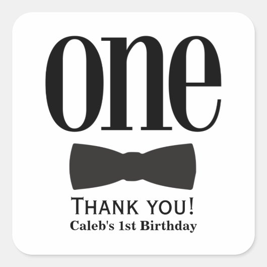 私たちの小さな男の最初の1歳の誕生日のボウタイパーティー スクエアシール (正面)