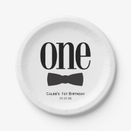 私たちの小さな男の最初の1歳の誕生日のボウタイパーティー ペーパープレート