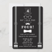 私たちの小さな男ヒップスターのサスペンダーズ誕生日パーティー 招待状 (正面)