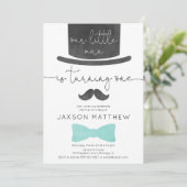 私たちの小さな男性ターコイズアクアボーイ1歳の誕生日 招待状 (スタンド正面)