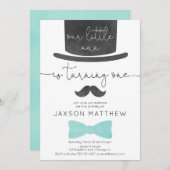 私たちの小さな男性ターコイズアクアボーイ1歳の誕生日 招待状 (正面/裏面)