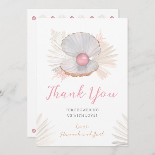 私たちの小さな真珠のベビーシャワーフラットサンキューカード サンキューカード (正面/裏面)